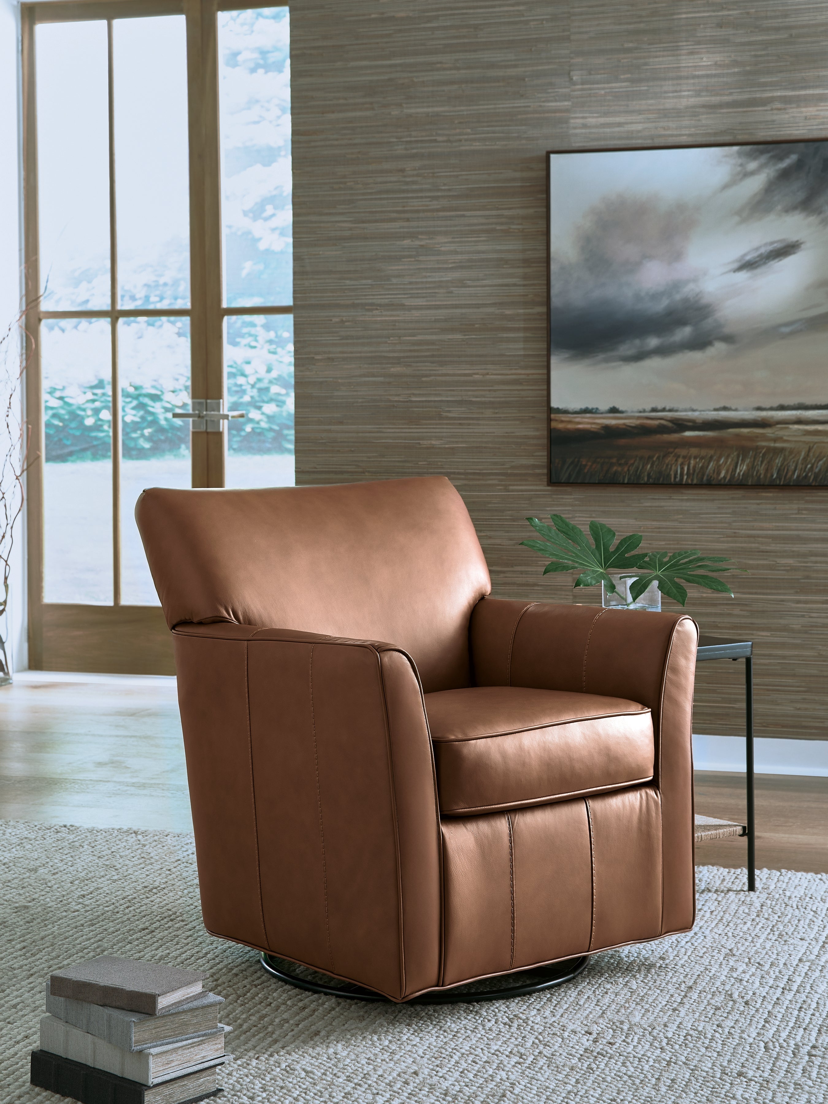 Hoover Furniture Outlet - Ashley Furniture - Braydunn Swivel Glider Accent Chair - Swivel Glider Accent Chair / Caramel - A3000821