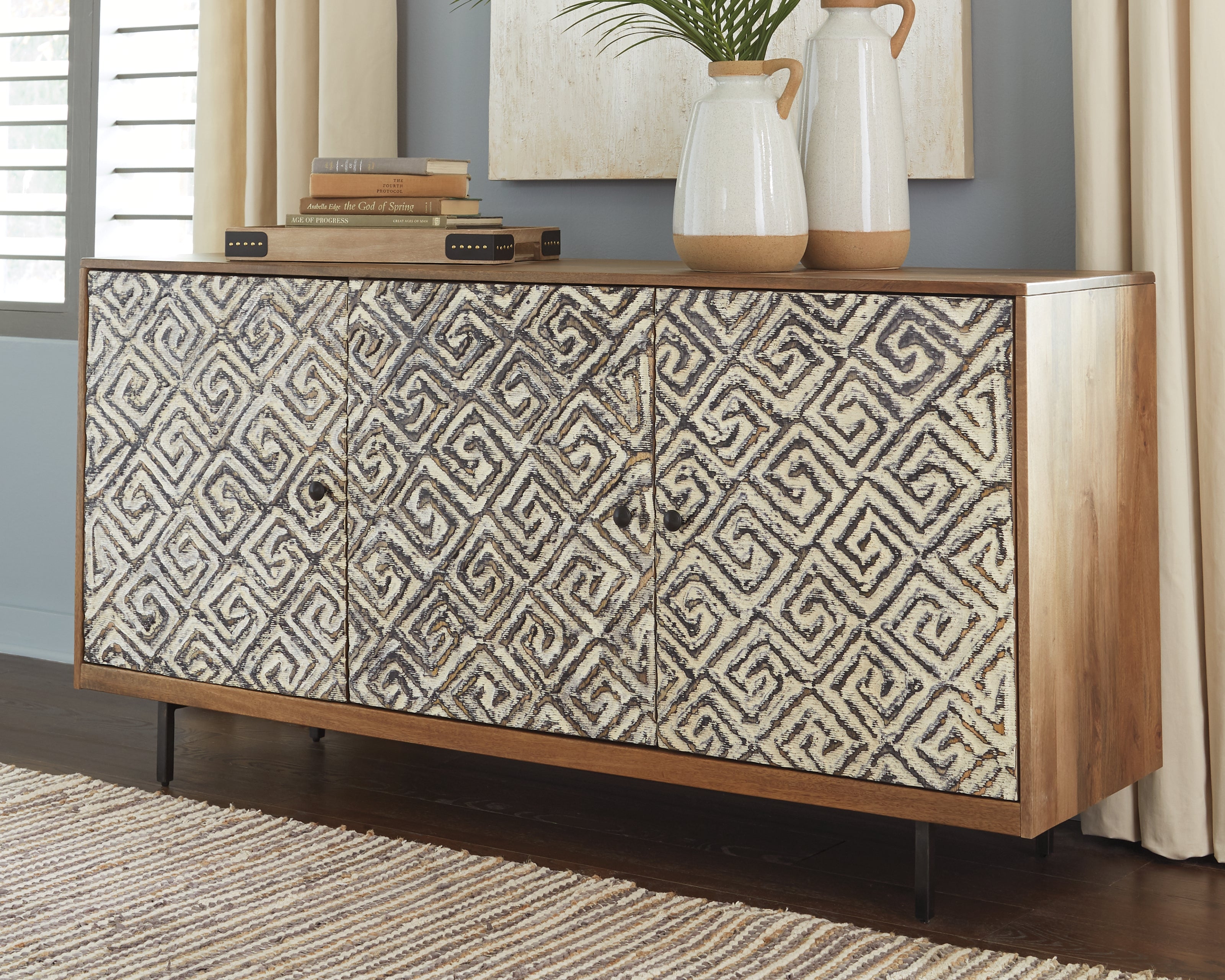 Hoover Furniture Outlet - Ashley Furniture - Kerrings Accent Cabinet - Accent Cabinet / Brown/Black/White - A4000258