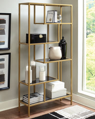 Hoover Furniture Outlet - Ashley Furniture - Frankwell Bookcase - Bookcase / Gold Finish - A4000286