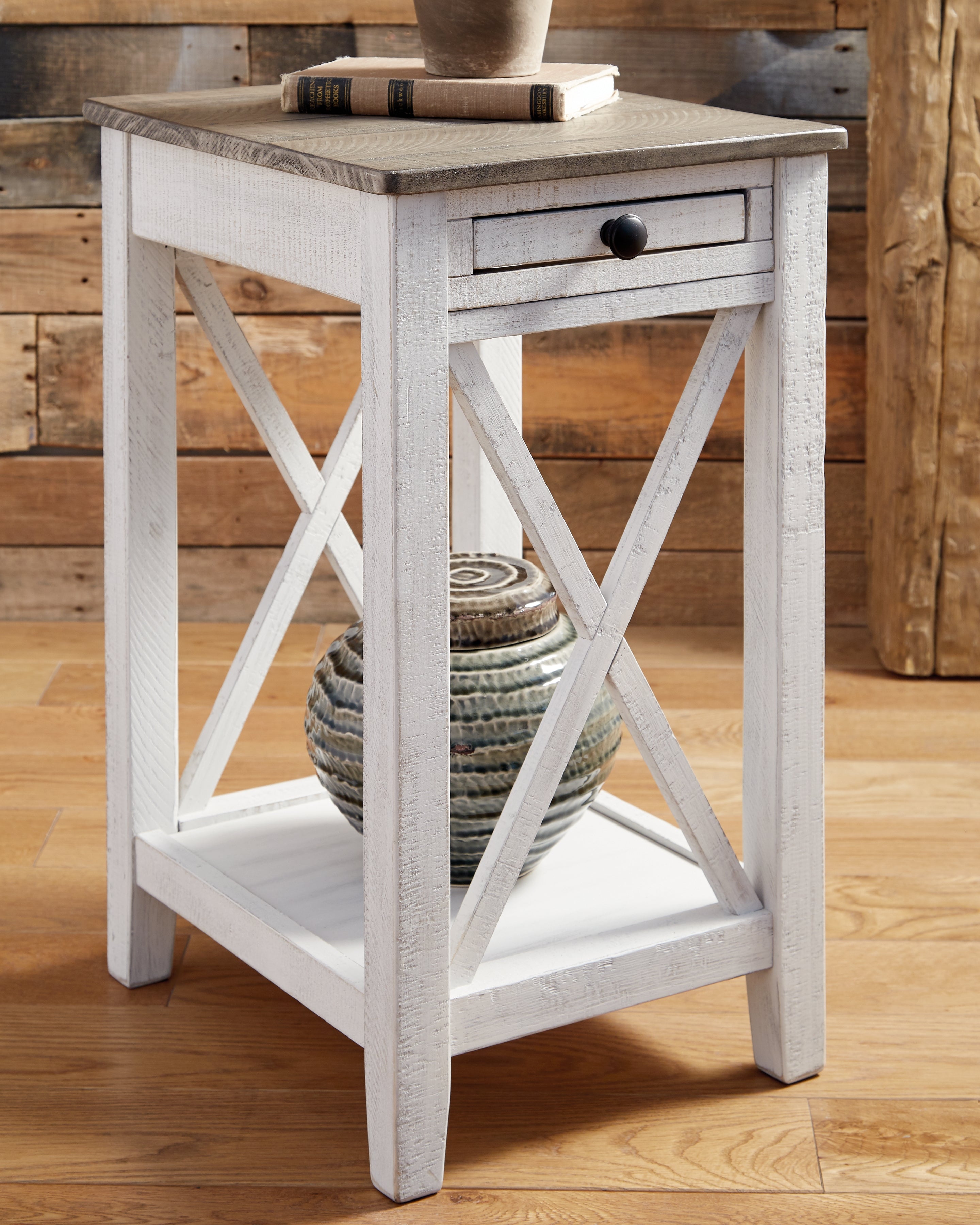 Hoover Furniture Outlet - Ashley Furniture - Adalane Accent Table - Accent Table / White/Gray - A4000374