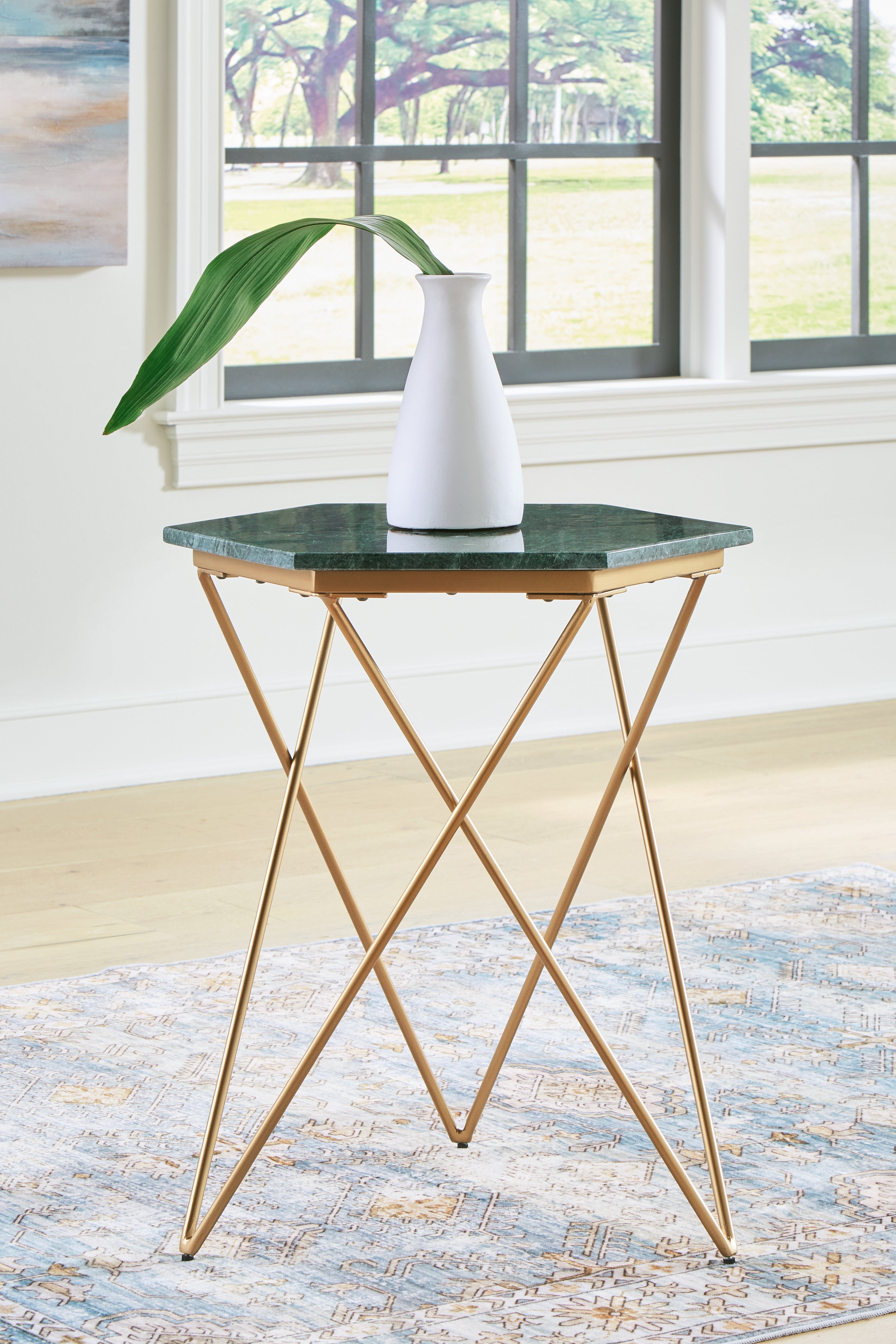 Hoover Furniture Outlet - Ashley Furniture - Engelton Accent Table - Accent Table / Green/Gold - A4000526