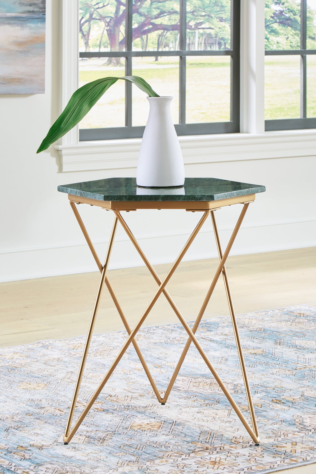 Hoover Furniture Outlet - Ashley Furniture - Engelton Accent Table - Accent Table / Green/Gold - A4000526