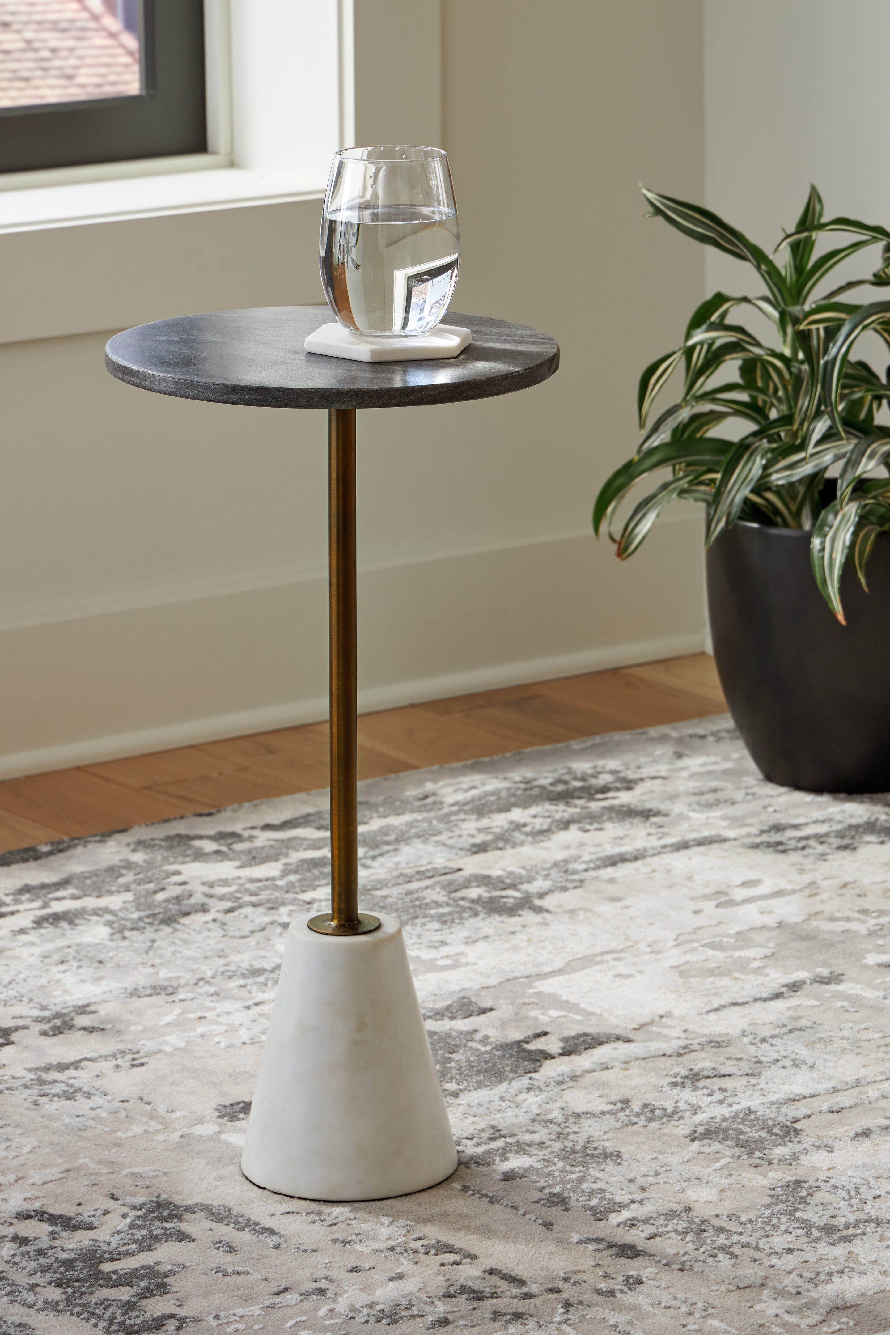 Hoover Furniture Outlet - Ashley Furniture - Caramont Accent Table - Accent Table / Black/White/Gold Finish - A4000540