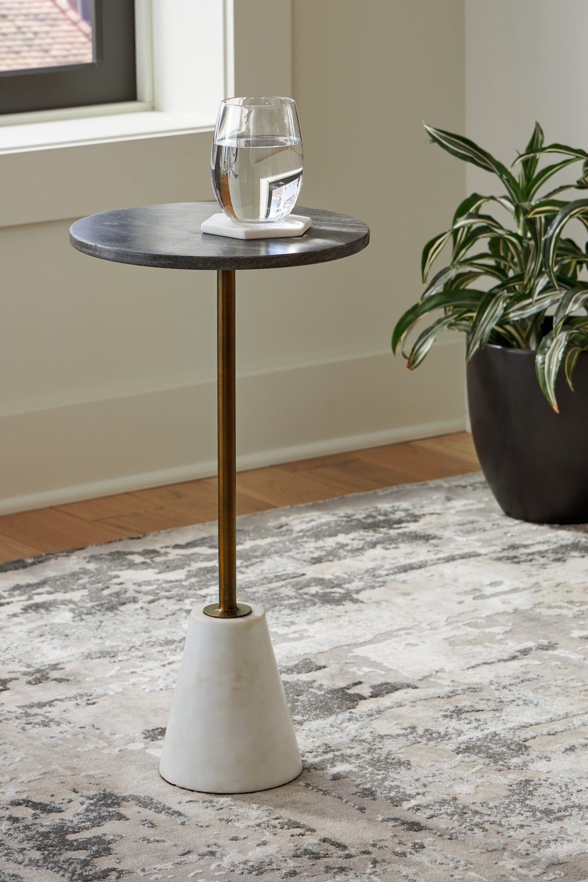 Hoover Furniture Outlet - Ashley Furniture - Caramont Accent Table - Accent Table / Black/White/Gold Finish - A4000540