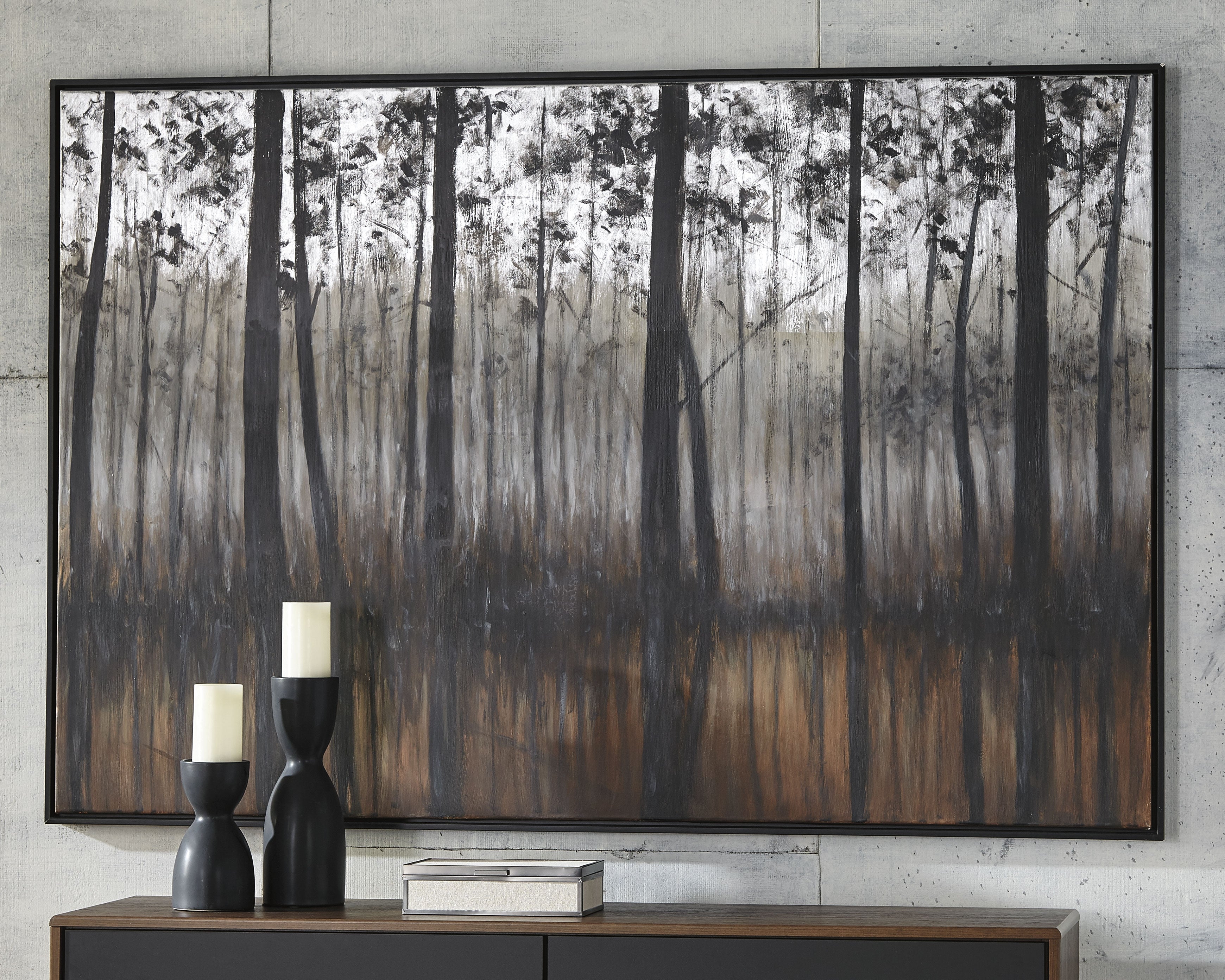 Hoover Furniture Outlet - Ashley Furniture - Philyra Wall Art - Wall Art / Black/Orange/Silver - A8000253