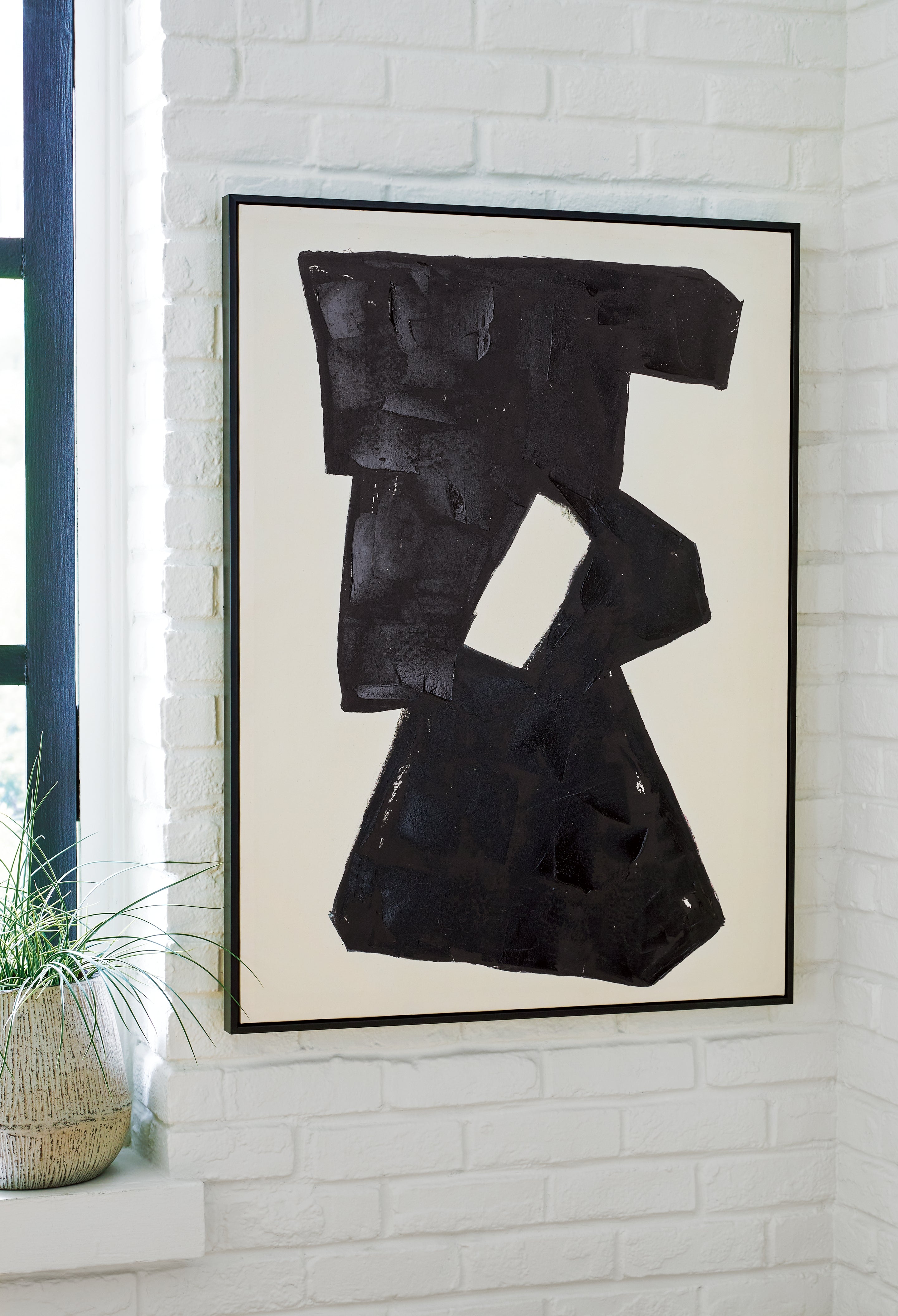 Hoover Furniture Outlet - Ashley Furniture - Garviery Wall Art - Wall Art / Black/Cream - A8000385
