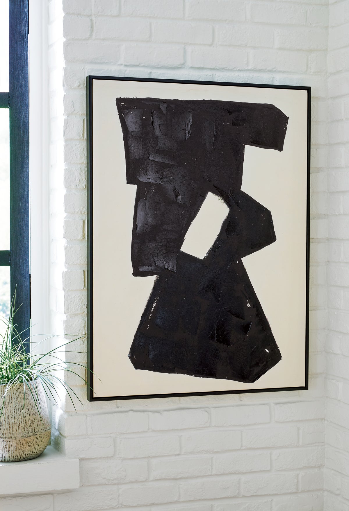 Hoover Furniture Outlet - Ashley Furniture - Garviery Wall Art - Wall Art / Black/Cream - A8000385