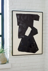 Hoover Furniture Outlet - Ashley Furniture - Garviery Wall Art - Wall Art / Black/Cream - A8000385
