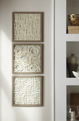 Hoover Furniture Outlet - Ashley Furniture - Odella Wall Decor (Set of 3) - Wall Decor Set (3/CN) / Cream/Taupe - A8010009