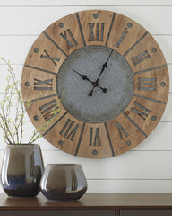 Hoover Furniture Outlet - Ashley Furniture - Payson Wall Clock - Wall Clock / Antique Gray/Natural - A8010076