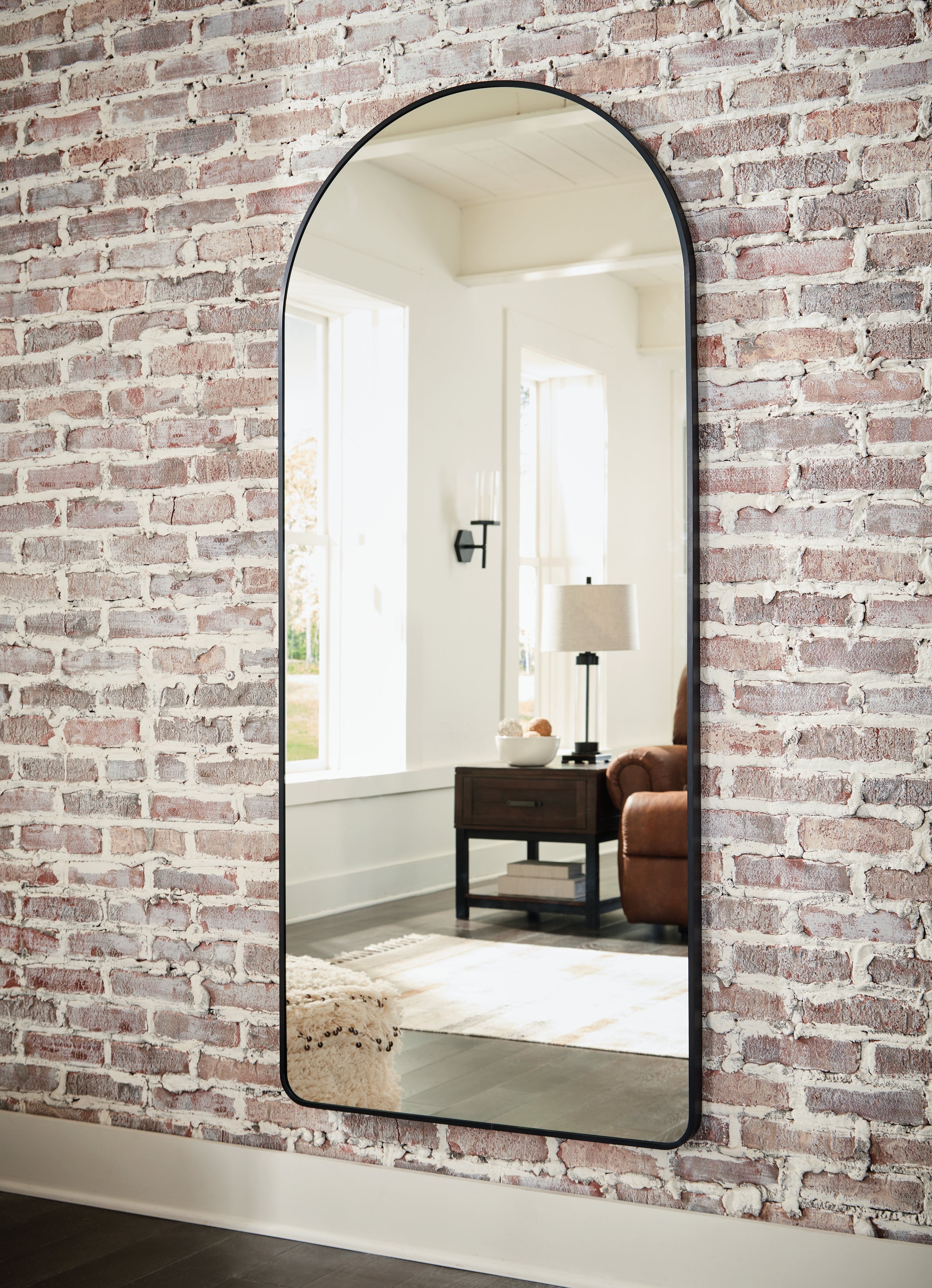 Hoover Furniture Outlet - Ashley Furniture - Sethall Floor Mirror - Floor Mirror / Black - A8010307