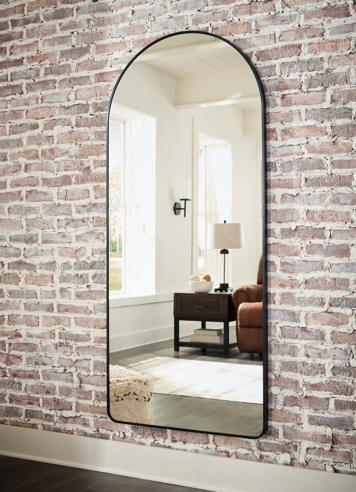 Hoover Furniture Outlet - Ashley Furniture - Sethall Floor Mirror - Floor Mirror / Black - A8010307
