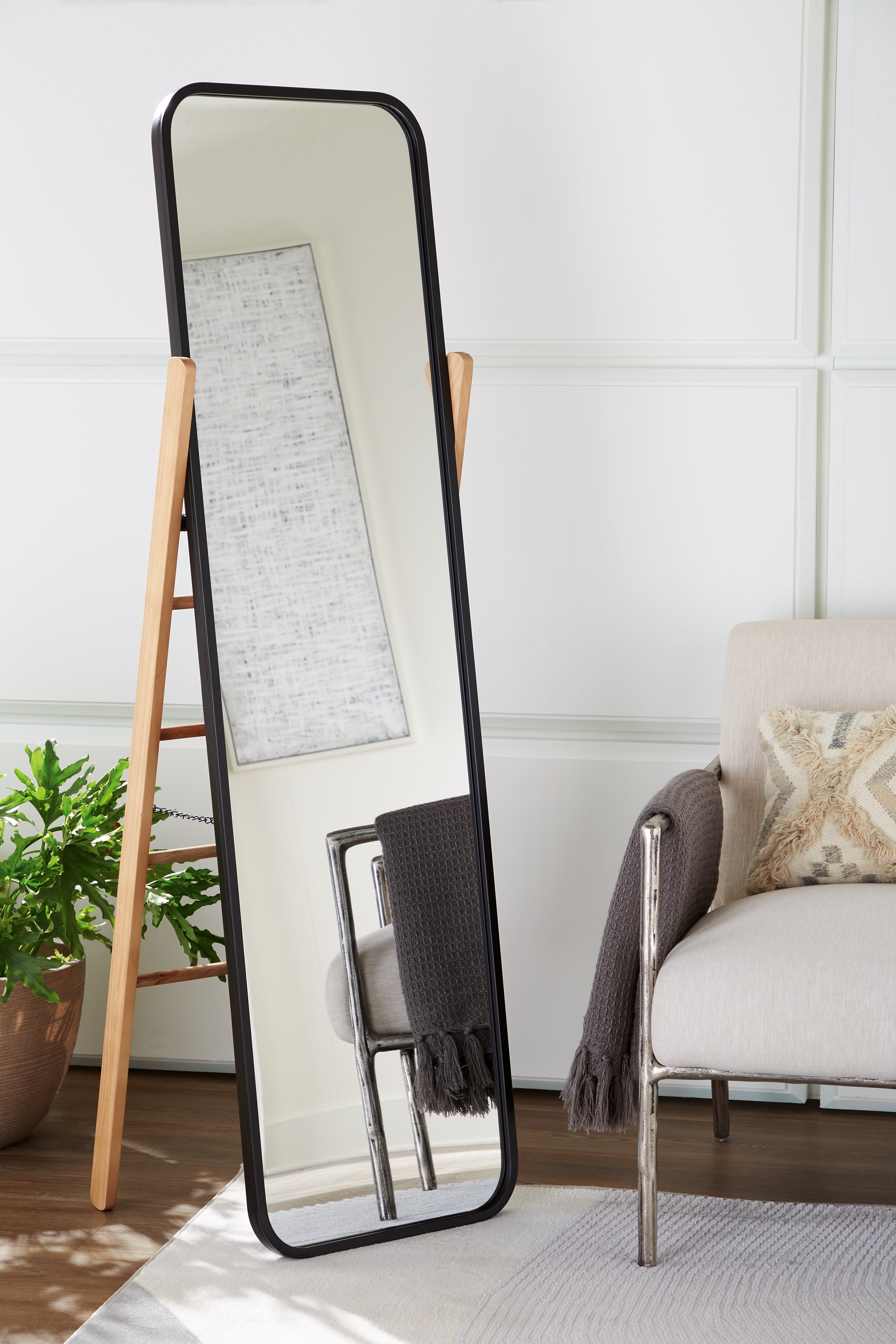Hoover Furniture Outlet - Ashley Furniture - Bronick Floor Mirror - Floor Mirror / Black/Brown - A8010342