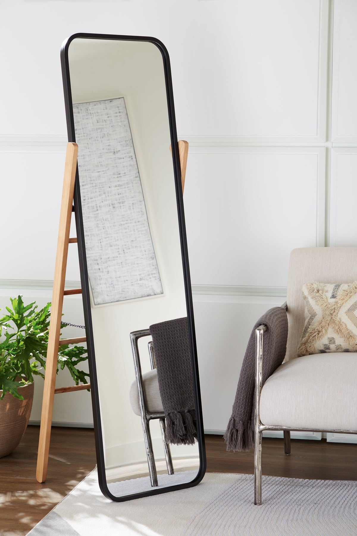 Hoover Furniture Outlet - Ashley Furniture - Bronick Floor Mirror - Floor Mirror / Black/Brown - A8010342