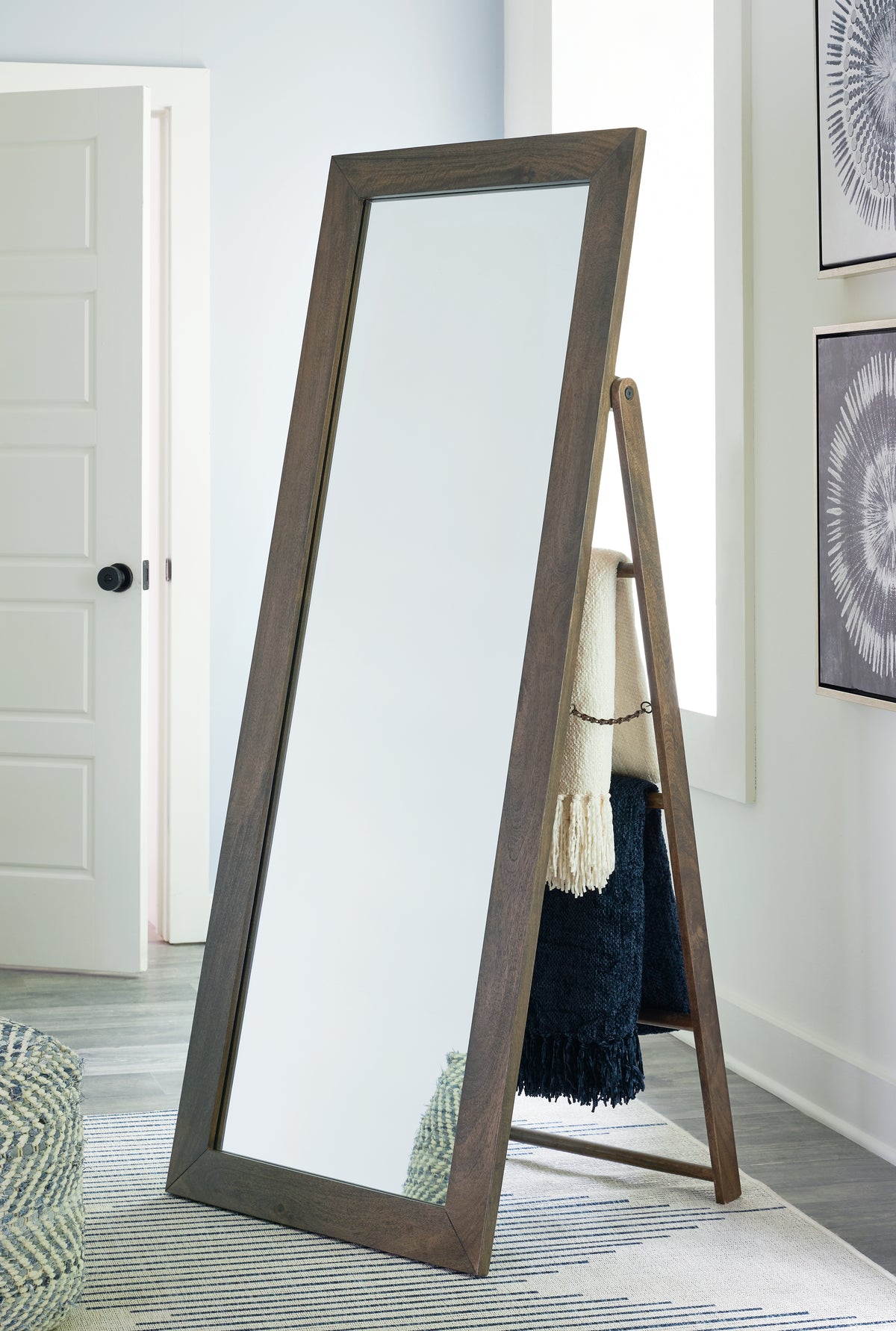 Hoover Furniture Outlet - Ashley Furniture - Dirkins Floor Mirror - Floor Mirror / Brown - A8010343