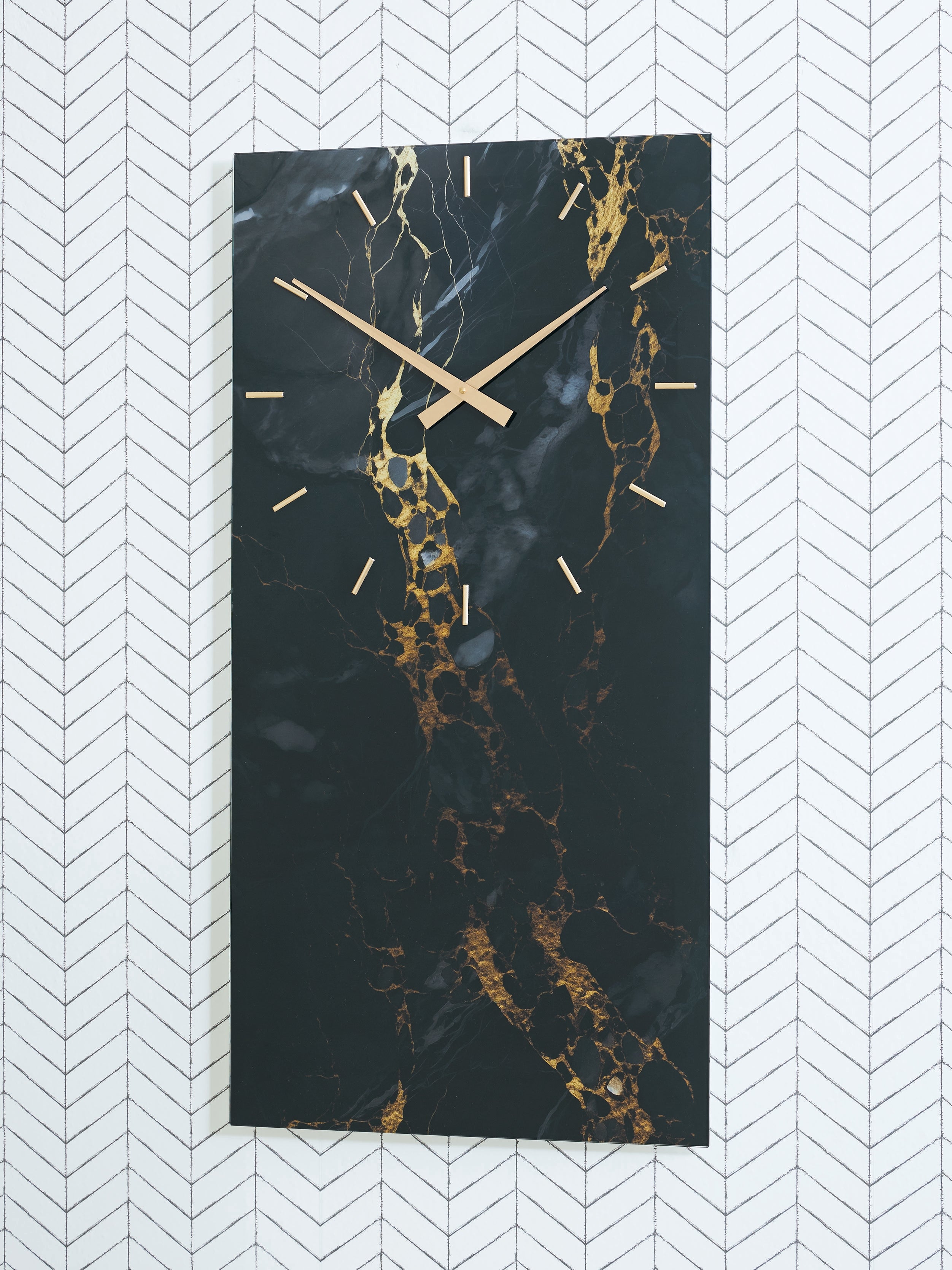 Hoover Furniture Outlet - Ashley Furniture - Teague Wall Clock - Wall Clock / Black/Gold Finish - A8010430