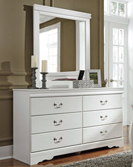 Hoover Furniture Outlet - Ashley Furniture - Anarasia Dresser and Mirror - Dresser and Mirror / White - B129B3