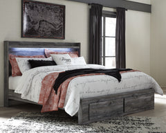 Hoover Furniture Outlet - Ashley Furniture - Baystorm King Panel Bed with 2 Storage Drawers - King Panel Bed with 2 Storage Drawers / Gray - B221B12
