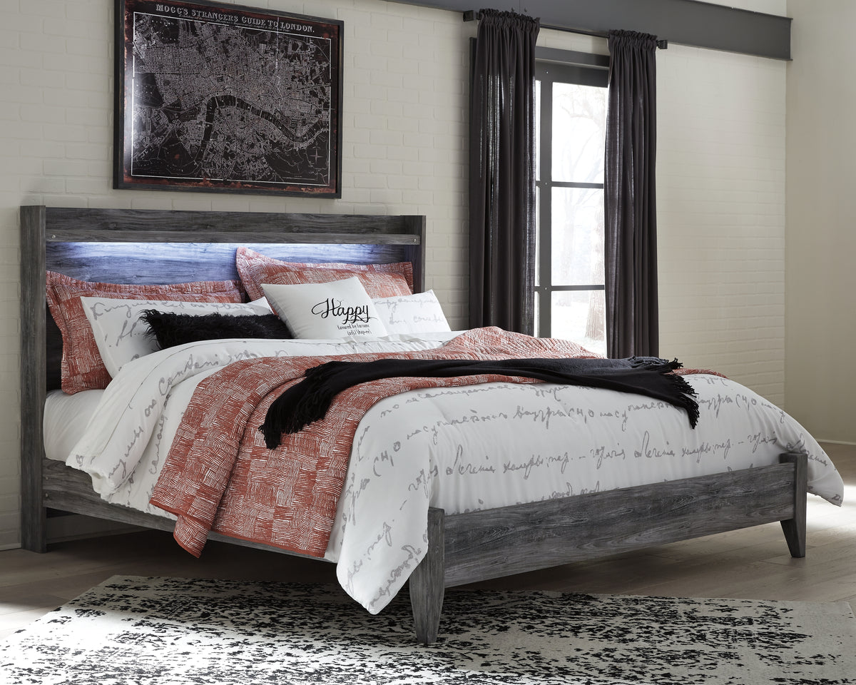 Hoover Furniture Outlet - Ashley Furniture - Baystorm King Panel Bed - King Panel Bed / Gray - B221B11