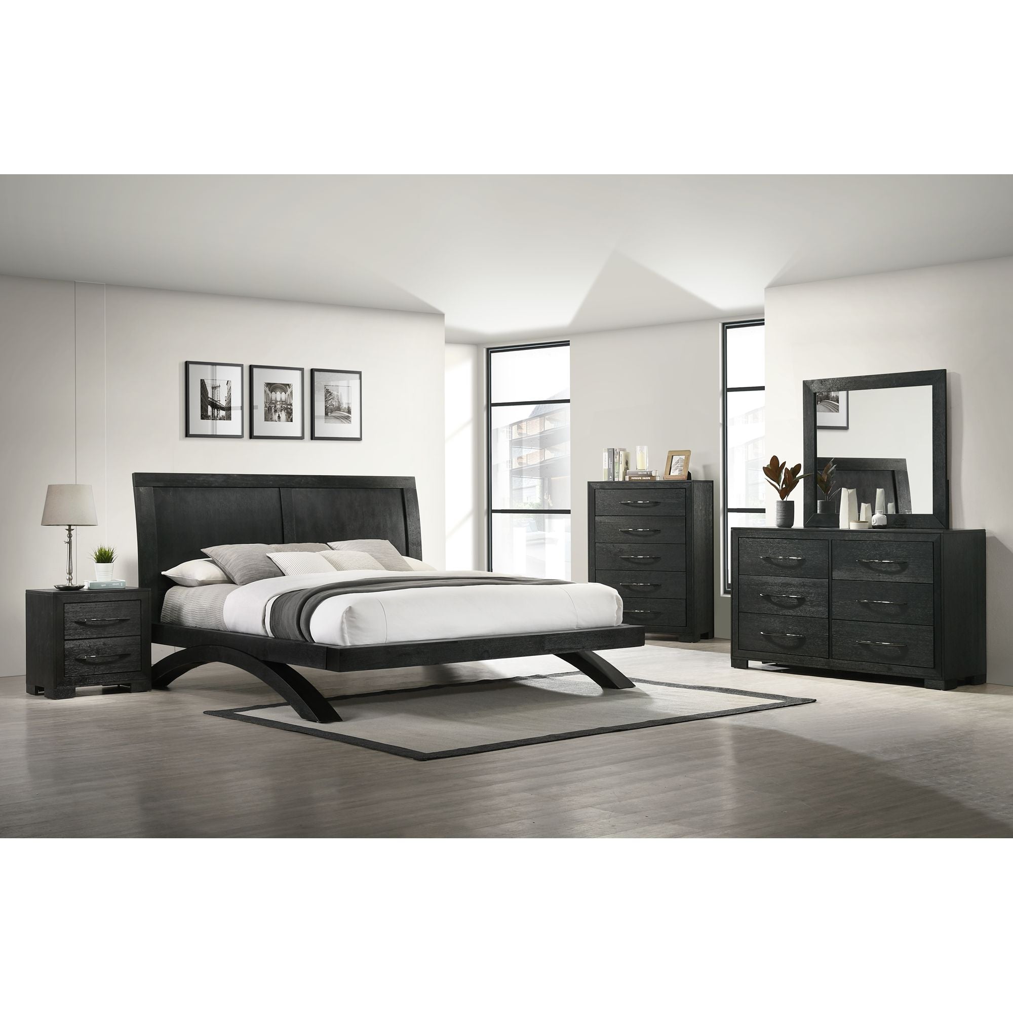 Allan Queen Bed in Black – SKU B-3410-8-QB | Elements