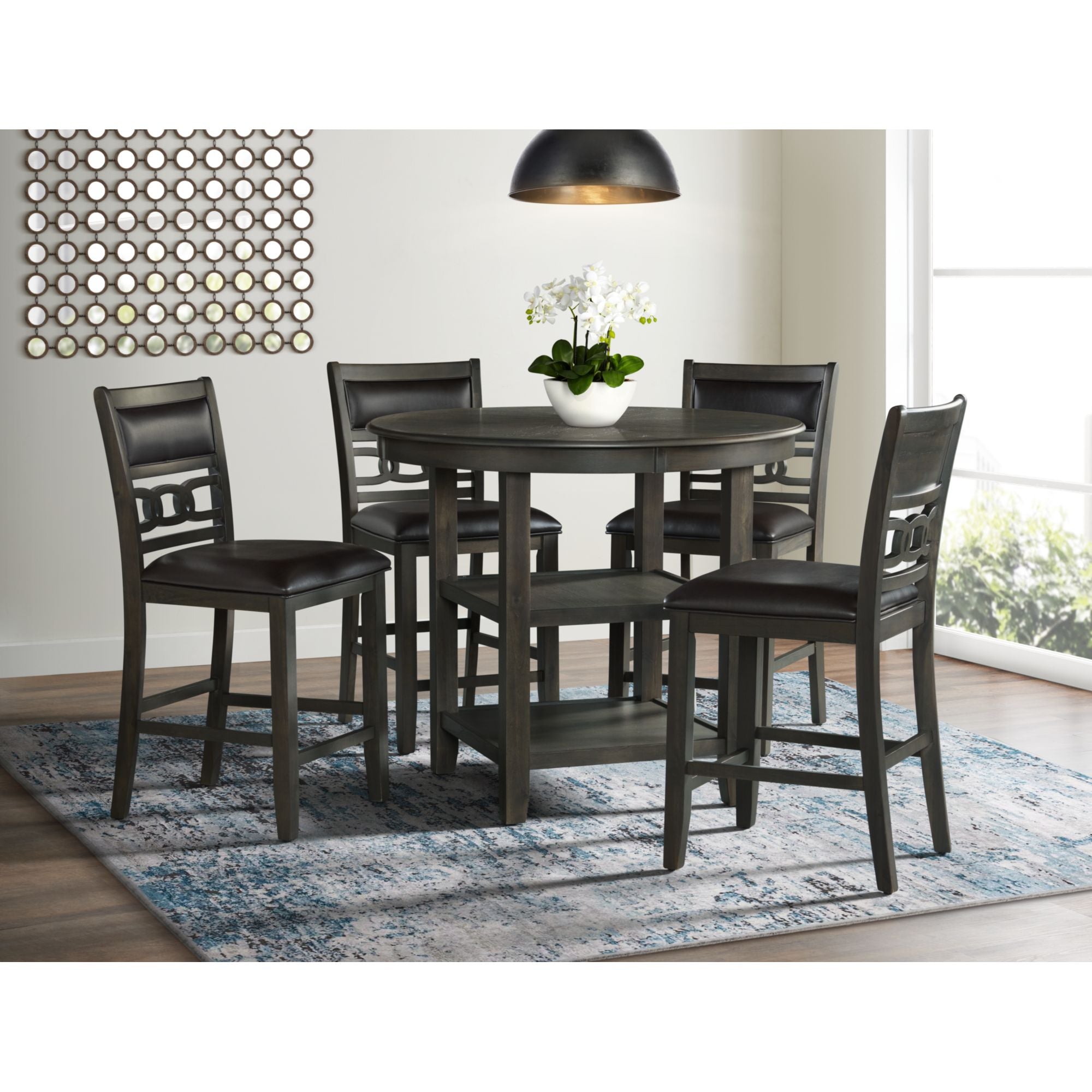 Amherst Counter Side Chair W/PU Cushion Grey Finish (2 Per Pack) – SKU DAH355PCSC | Elements