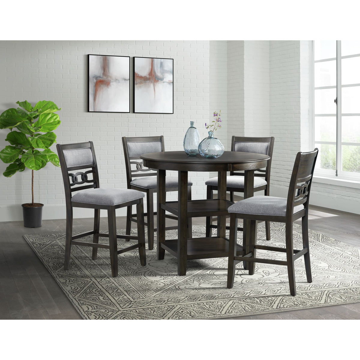 Amherst Counter Side Chair W/Fabric Cushion Dark Finish (2 Per Pack) – SKU DAH550CSC | Elements