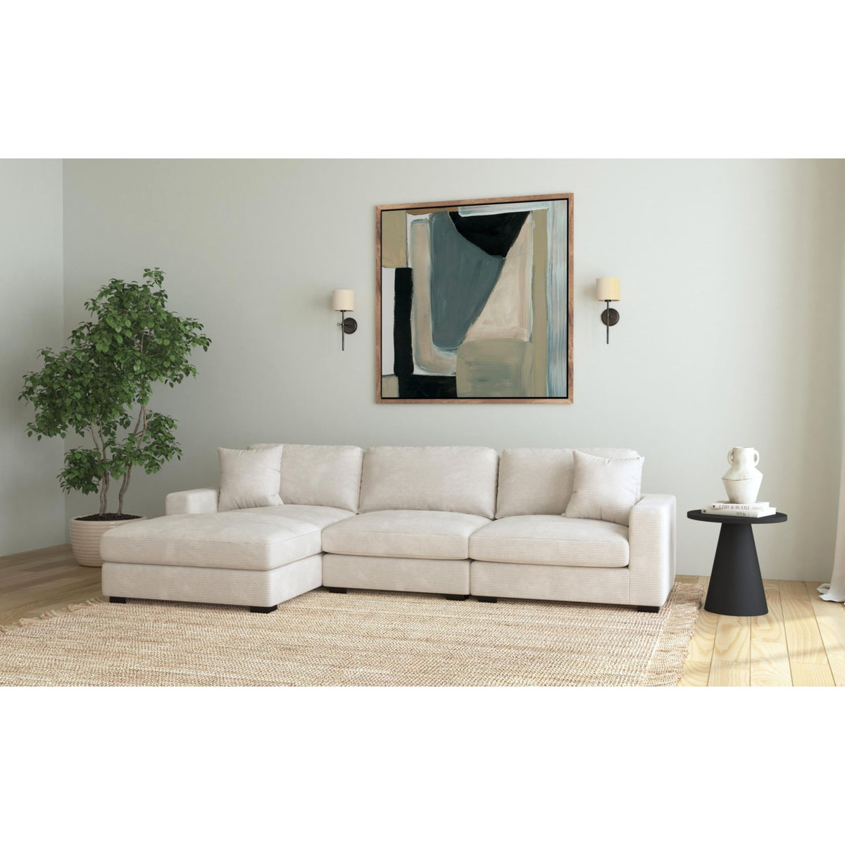 Arizona Modular LHF Chaise with 1 pillow 20" in Steno Beige – SKU U-8540-9440-147 | Elements