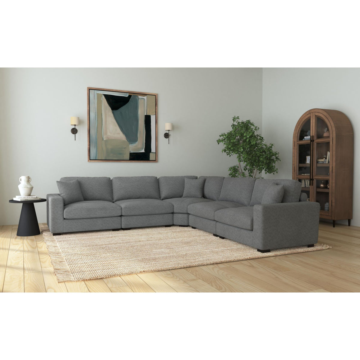 Arizona Modular Wedge with 1 pillow 20" in Steno Charcoal – SKU U-8540-9442-210 | Elements