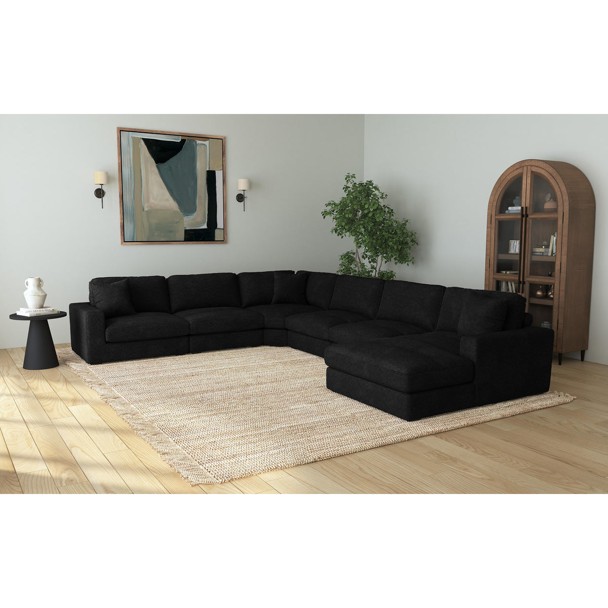 Arizona Modular Wedge with 1 pillow 20" in Steno Black – SKU U-8540-9446-210 | Elements