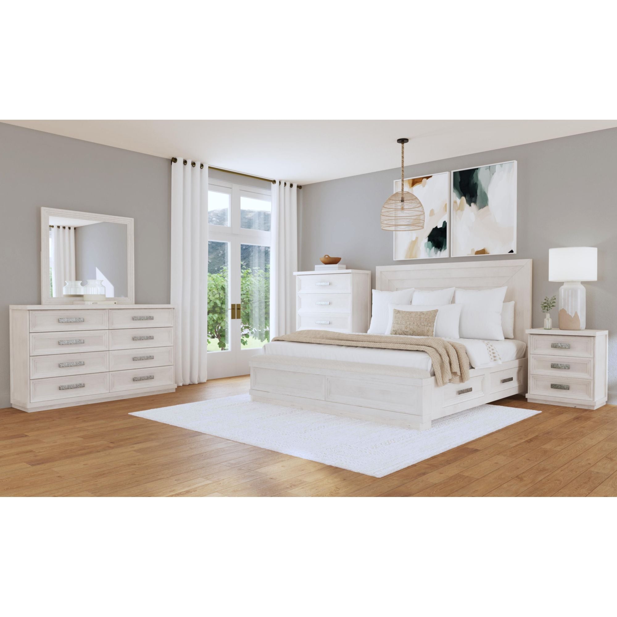 Avalanche 3-Drawer Nightstand with USB in Antique White – SKU B-11600-7-NS | Elements