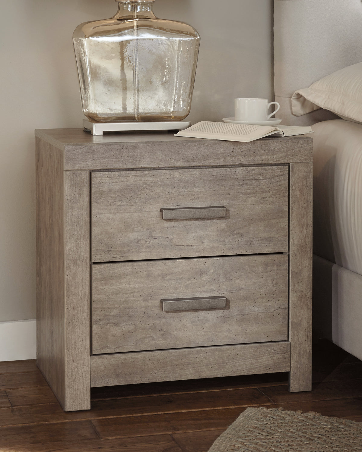 Hoover Furniture Outlet - Ashley Furniture - Culverbach Nightstand - Two Drawer Night Stand / Gray - B070-92