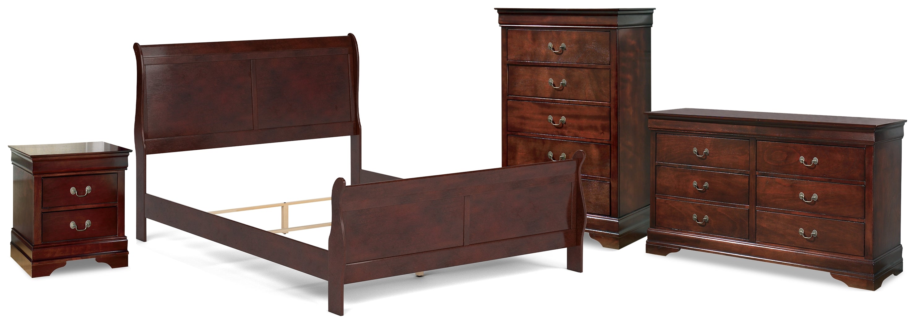 Hoover Furniture Outlet - Ashley Furniture - Alisdair Queen Sleigh Bed, Dresser, Mirror, 2 Chests and 2 Nightstands - Queen Sleigh Bed, Dresser, Mirror, 2 Chests and 2 Nightstands - B376B29