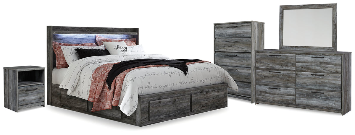 Hoover Furniture Outlet - Ashley Furniture - Baystorm King Storage Bed, Dresser, Mirror, Chest and Nightstand - King Storage Bed, Dresser, Mirror, Chest and Nightstand - B221B83