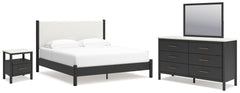 Hoover Furniture Outlet - Ashley Furniture - Cadmori King Panel Bed, Dresser, Mirror and Nightstand - King Panel Bed, Dresser, Mirror and Nightstand - B2616B10