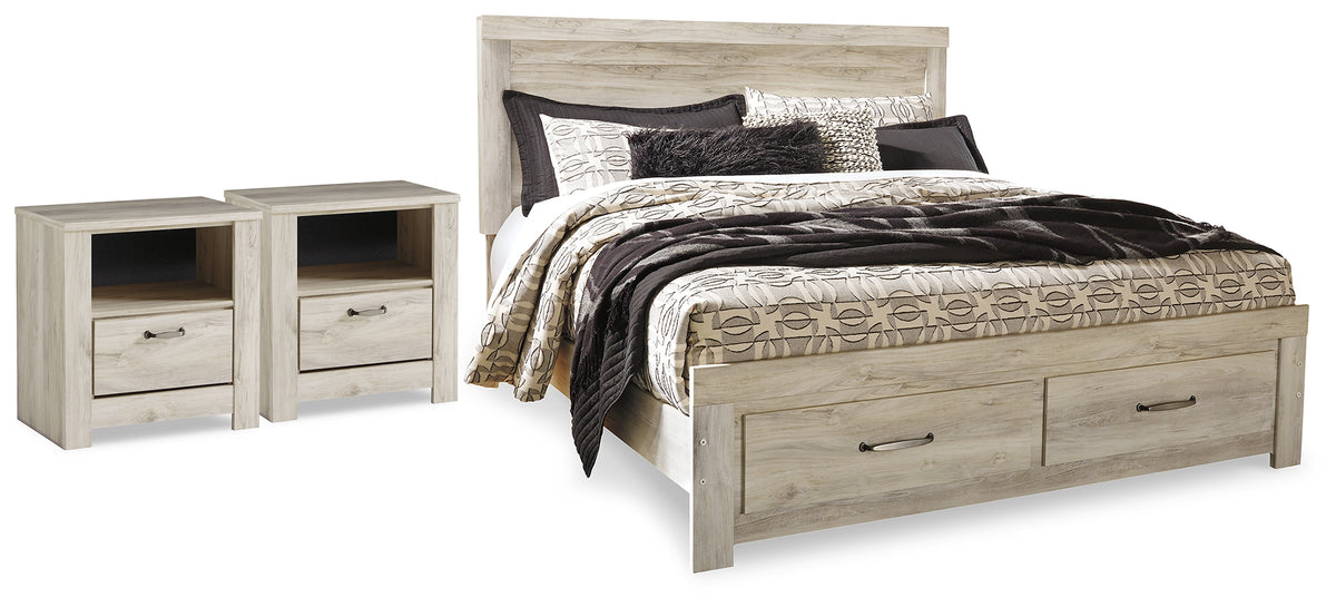 Hoover Furniture Outlet - Ashley Furniture - Bellaby King Storage Bed and 2 Nightstands - King Storage Bed and 2 Nightstands - B331B23