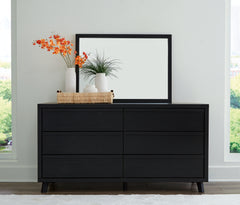 Hoover Furniture Outlet - Ashley Furniture - Danziar Dresser and Mirror - Dresser and Mirror / Black - B1013B11