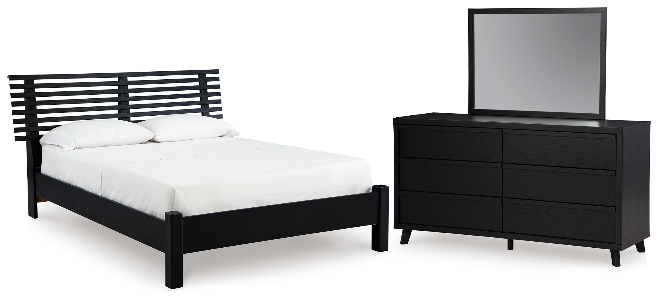 Hoover Furniture Outlet - Ashley Furniture - Danziar Full Panel Slat Bed, Dresser and Mirror - Full Panel Slat Bed, Dresser and Mirror - B1013B21