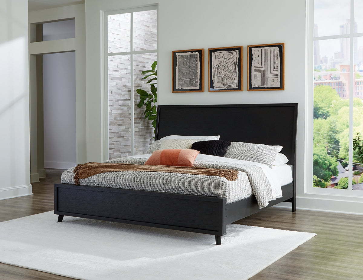 Hoover Furniture Outlet - Ashley Furniture - Danziar King Panel Bed - King Panel Bed / Black - B1013B7