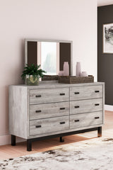 Hoover Furniture Outlet - Ashley Furniture - Vessalli Dresser and Mirror - Dresser and Mirror / Gray - B1036B1