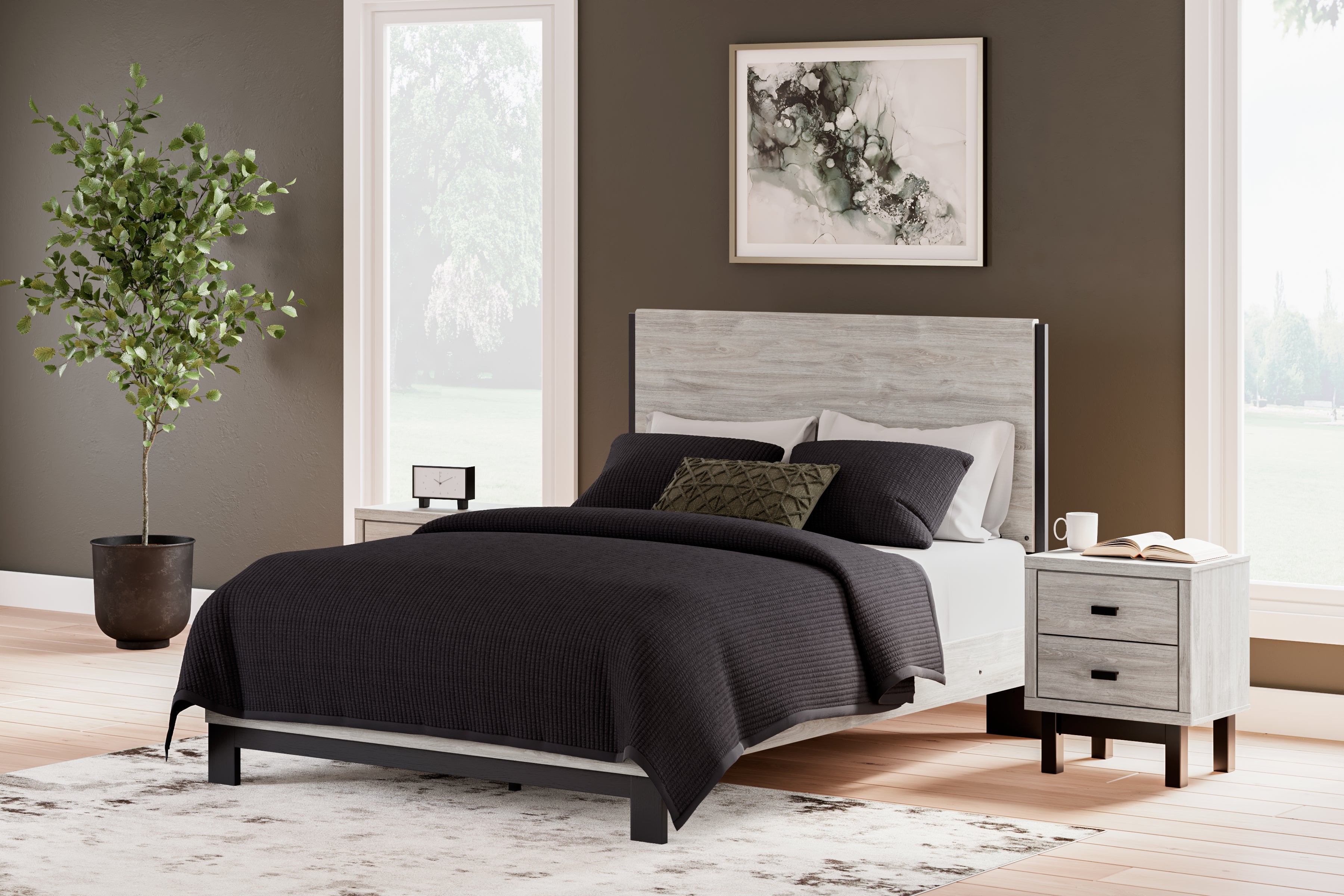 Hoover Furniture Outlet - Ashley Furniture - Vessalli Queen Panel Bed - Queen Panel Bed / Gray - B1036B2