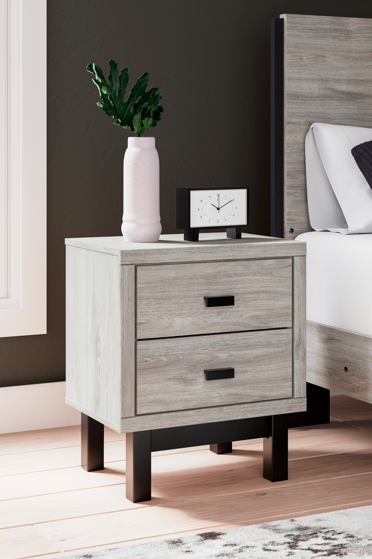 Hoover Furniture Outlet - Ashley Furniture - Vessalli Nightstand - Two Drawer Night Stand / Two-tone - B1036-92