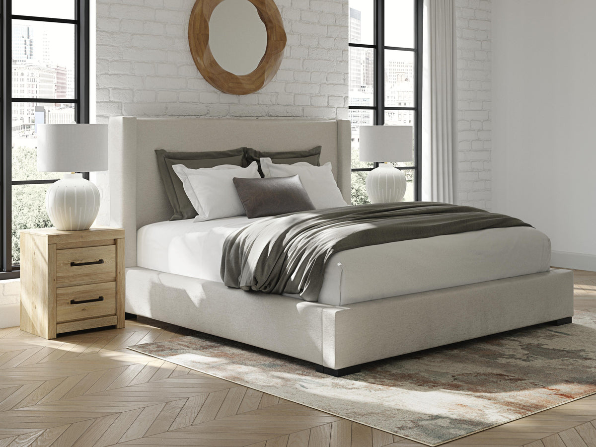 Hoover Furniture Outlet - Ashley Furniture - Brozmont King Upholstered Storage Bed - King Upholstered Storage Bed - B1045B14