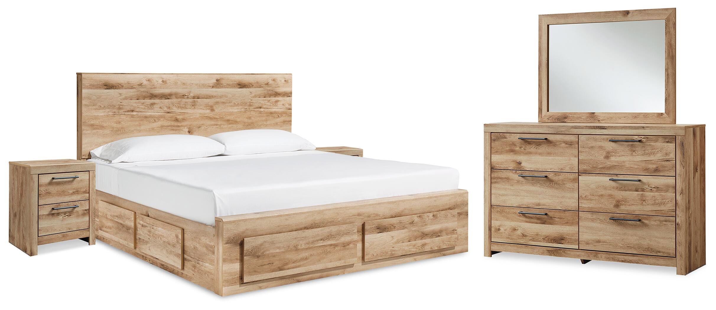 Hoover Furniture Outlet - Ashley Furniture - Hyanna Queen Panel Storage Bed, Dresser, Mirror and 2 Nightstands - Queen Panel Storage Bed, Dresser, Mirror and 2 Nightstands - B1050B71