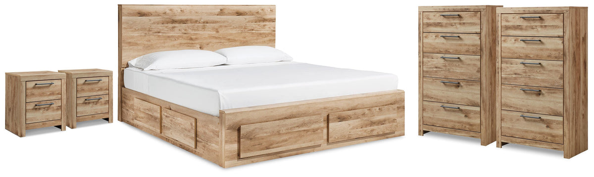 Hoover Furniture Outlet - Ashley Furniture - Hyanna King Panel Bed, 2 Chests and 2 Nightstands - King Panel Bed, 2 Chests and 2 Nightstands - B1050B70