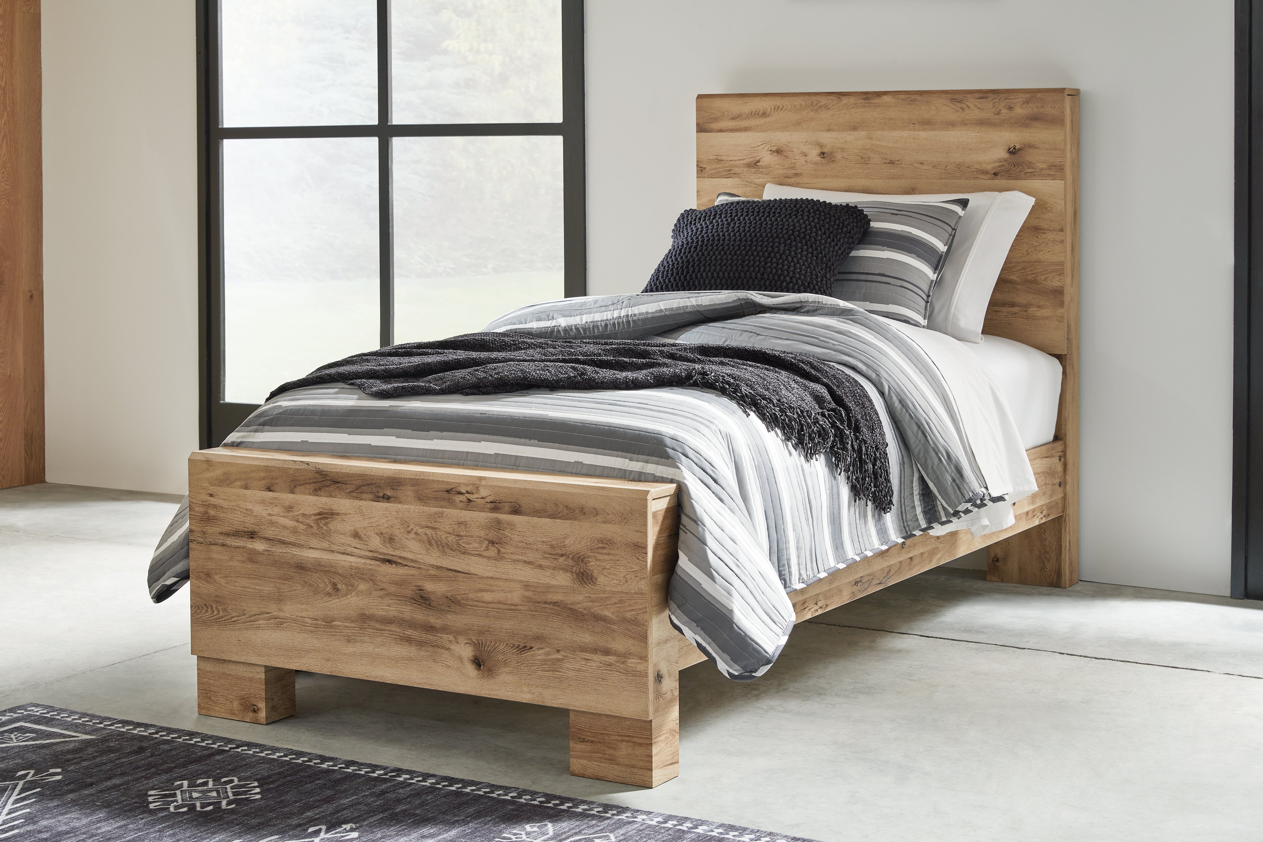 Hoover Furniture Outlet - Ashley Furniture - Hyanna Twin Panel Bed - Twin Panel Bed / Tan Brown - B1050B20