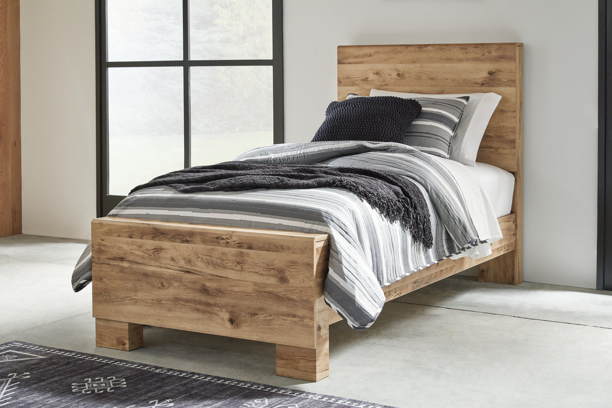 Hoover Furniture Outlet - Ashley Furniture - Hyanna Twin Panel Bed - Twin Panel Bed / Tan Brown - B1050B20