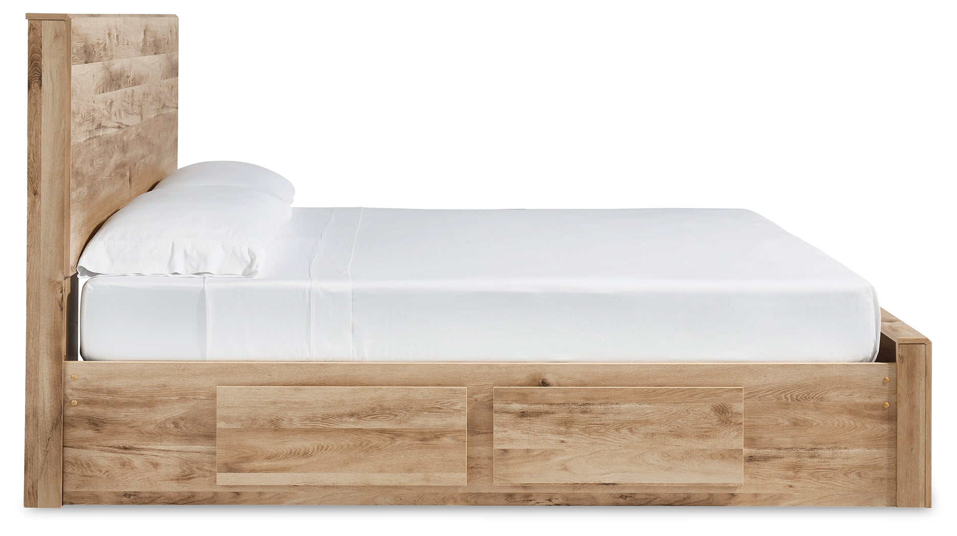 Hyanna King Panel Storage Bed with 2 Side Storage, Dresser and Mirror