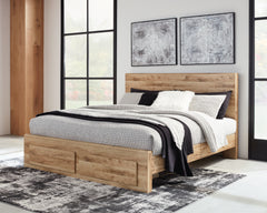 Hoover Furniture Outlet - Ashley Furniture - Hyanna King Panel Storage Bed - King Panel Storage Bed / Tan Brown - B1050B11