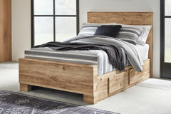 Hoover Furniture Outlet - Ashley Furniture - Hyanna Full Panel Bed with 1 Side Storage - Full Panel Bed with 1 Side Storage / Tan Brown - B1050B25