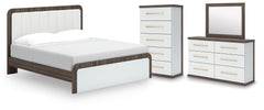 Hoover Furniture Outlet - Ashley Furniture - Kendanport King Upholstered Bed, Dresser, Mirror and Chest - King Upholstered Bed, Dresser, Mirror and Chest - B1108B16